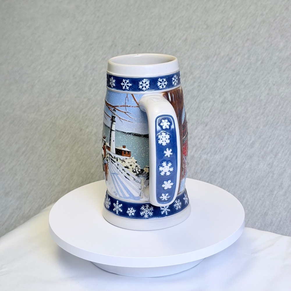 1995 Budweiser Holiday Stein Lighting the Way Home Clydesdale Christmas Mug CS24 - Picture 4 of 6